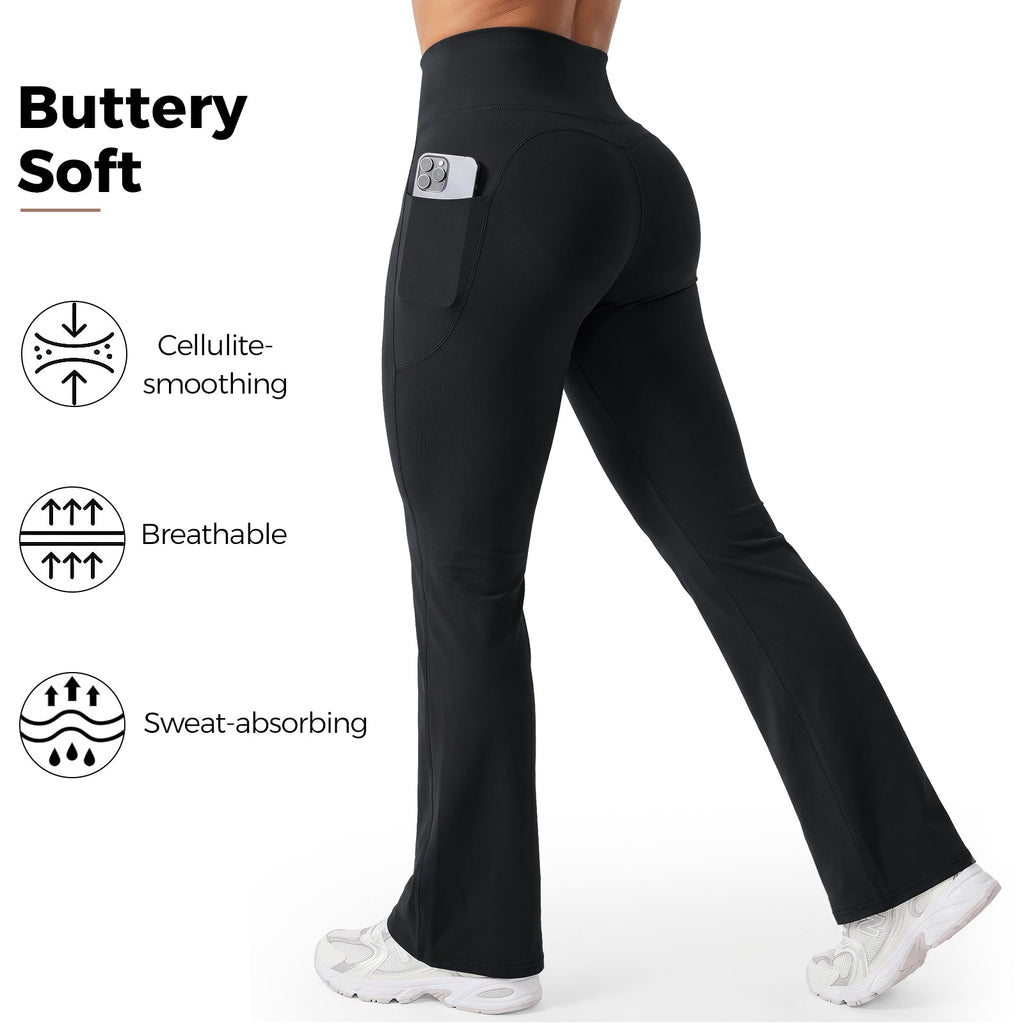 Aveli High-Waisted Tummy Control Pocket Flare Leggings