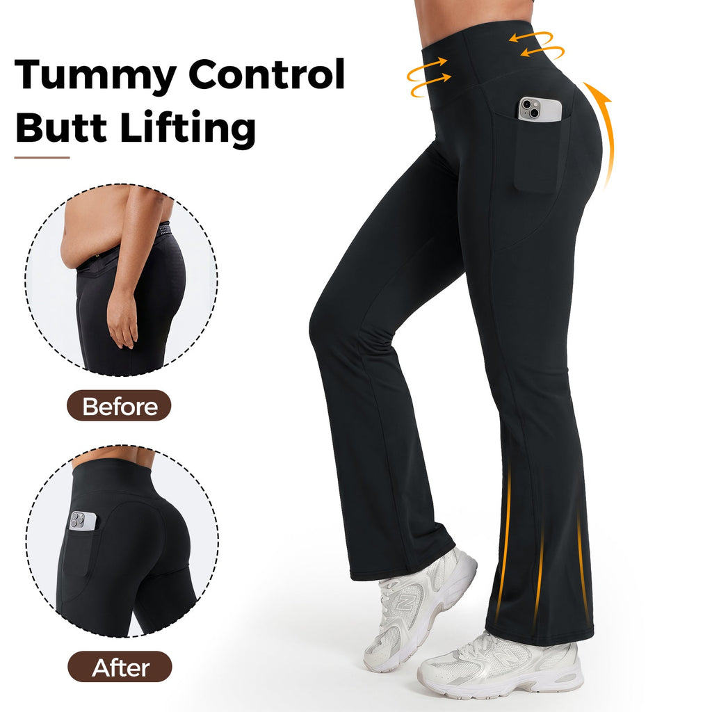 Aveli High-Waisted Tummy Control Pocket Flare Leggings